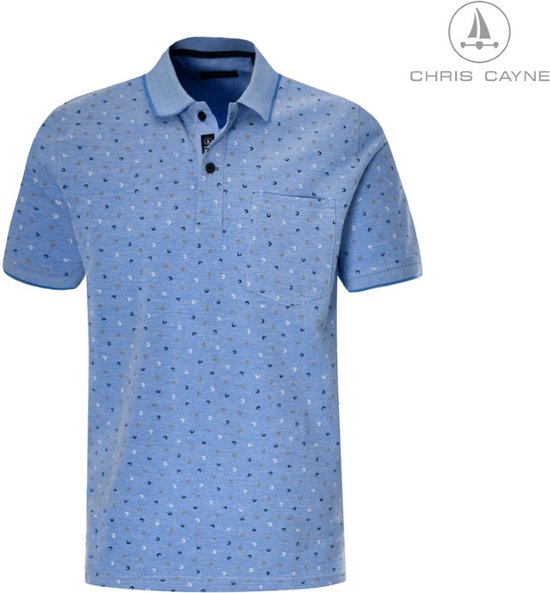 Chris Cayne heren poloshirt - polo heren - 3052 - blauw print - korte mouwen - maat 5XL