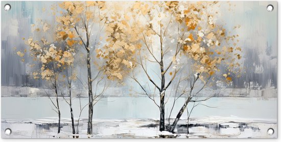 Winter - Bomen - Natuur - Acryl - Kunst - Tuindoek