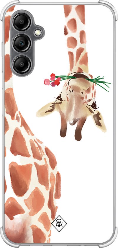 Coque antichoc Samsung Galaxy A14 - Girafe - Marron/beige - Coque Rigide TPU Zwart - Girafe - Casimoda
