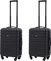 BlockTravel kofferset 2 delig ABS handbagage met wielen afneembaar 39 liter - inbouw TSA slot - lichtgewicht - zwart