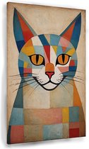 Kat Paul Klee stijl - Paul Klee canvas schilderijen - Schilderijen canvas kat - Muurdecoratie klassiek - Canvas schilderij - Muur kunst - 50 x 70 cm 18mm
