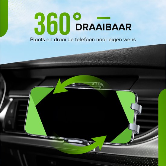 iSetchi Support Téléphone Voiture 3-en-1 - Ventouse Extra Robuste & 2 Pinces Grille d'Air - Support Voiture - Convient également aux Grilles Rondes - Universel - Pour iPhone, Samsung & Android