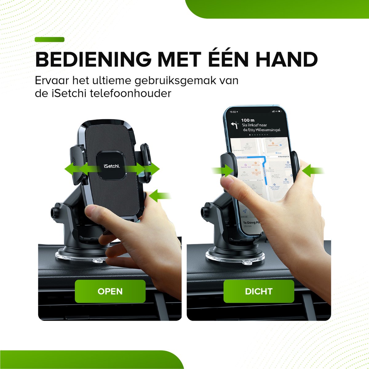 iSetchi Telefoonhouder Auto met Extra Sterke Zuignap (3-in-1) - Autohouder Voor Raam, Dashboard & Ventilatie Luchtrooster - GSM Mobiel Houder – foto 5
