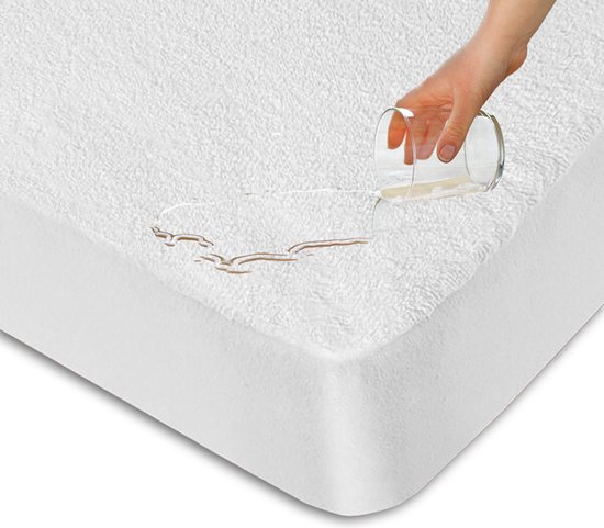 Hoeslaken housse protège-matelas imperméable UNIFICATO 160x210cm - respirant - tissu éponge 100% coton - blanc