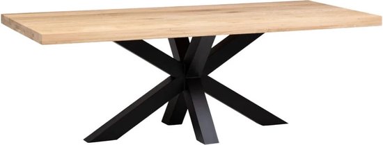 Table à manger en chêne Massief - 180x80 - Pied araignée petit - Laque mate Skylt - 4 cm massif