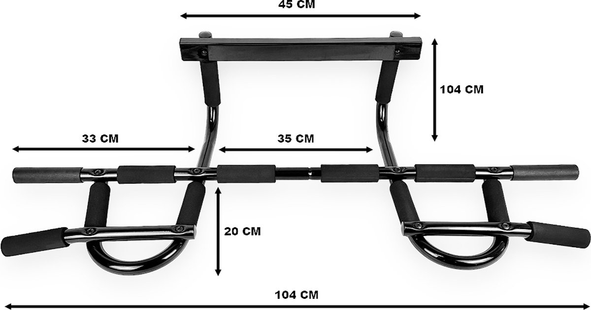 KRAKEN Pull Up Bar voor Deuropening - Geen Boren Nodig - Hanging Grip Optrekstang tot 120 kg - Staal met Rubber en Foam Grip - Pull Up, Chin Up en Bovenlichaamstraining - Compact - Home Gym Pullup Bar Doorway voor Thuisfitness en Krachttraining thumbnail 2
