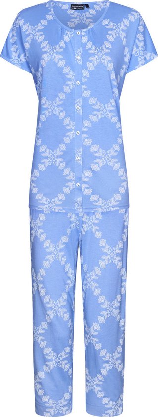 Duurzame geruite doorknooppyjama - Blauw - Maat - 54