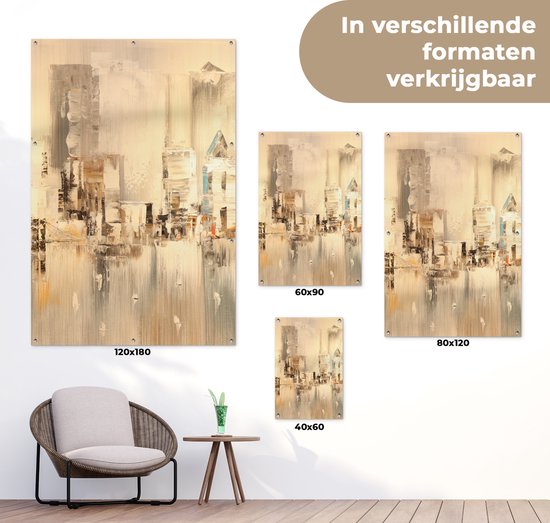 Affiche jardin - Toile jardin - Posters de jardin extérieur - Peinture - Peinture à l'huile - Abstrait - Skyline - 80x120 cm - Jardin