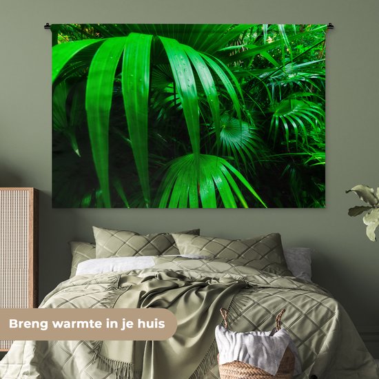 Wandkleed Jungle - Palmbladen in de jungle Wandkleed katoen 180x120 cm - Wandtapijt met foto XXL / Groot formaat!