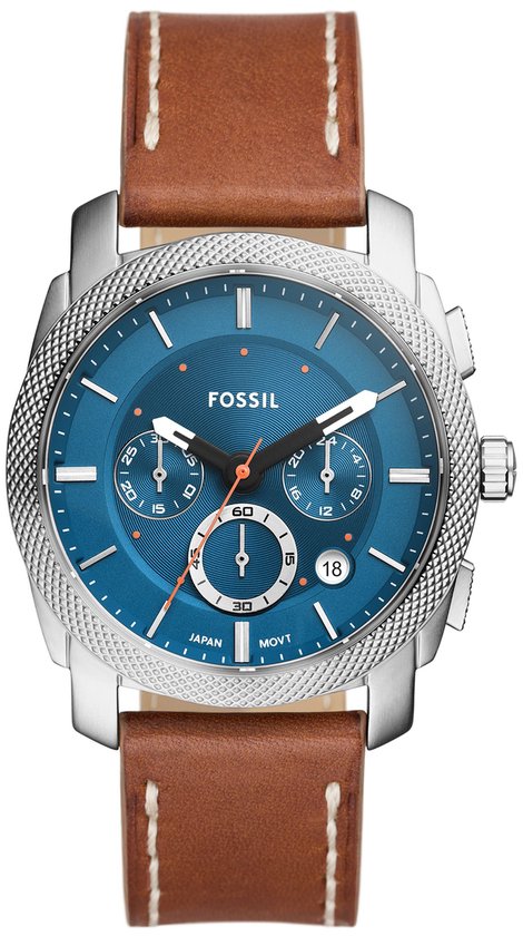 Fossil Machine FS6059 Horloge - Leer - Bruin - Ø 42 mm