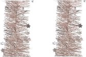 2x Guirlandes de Noël étoiles rose clair 10 cm de large x 270 cm - Guirlandes feuille lametta - Décorations pour sapin de Noël rose clair