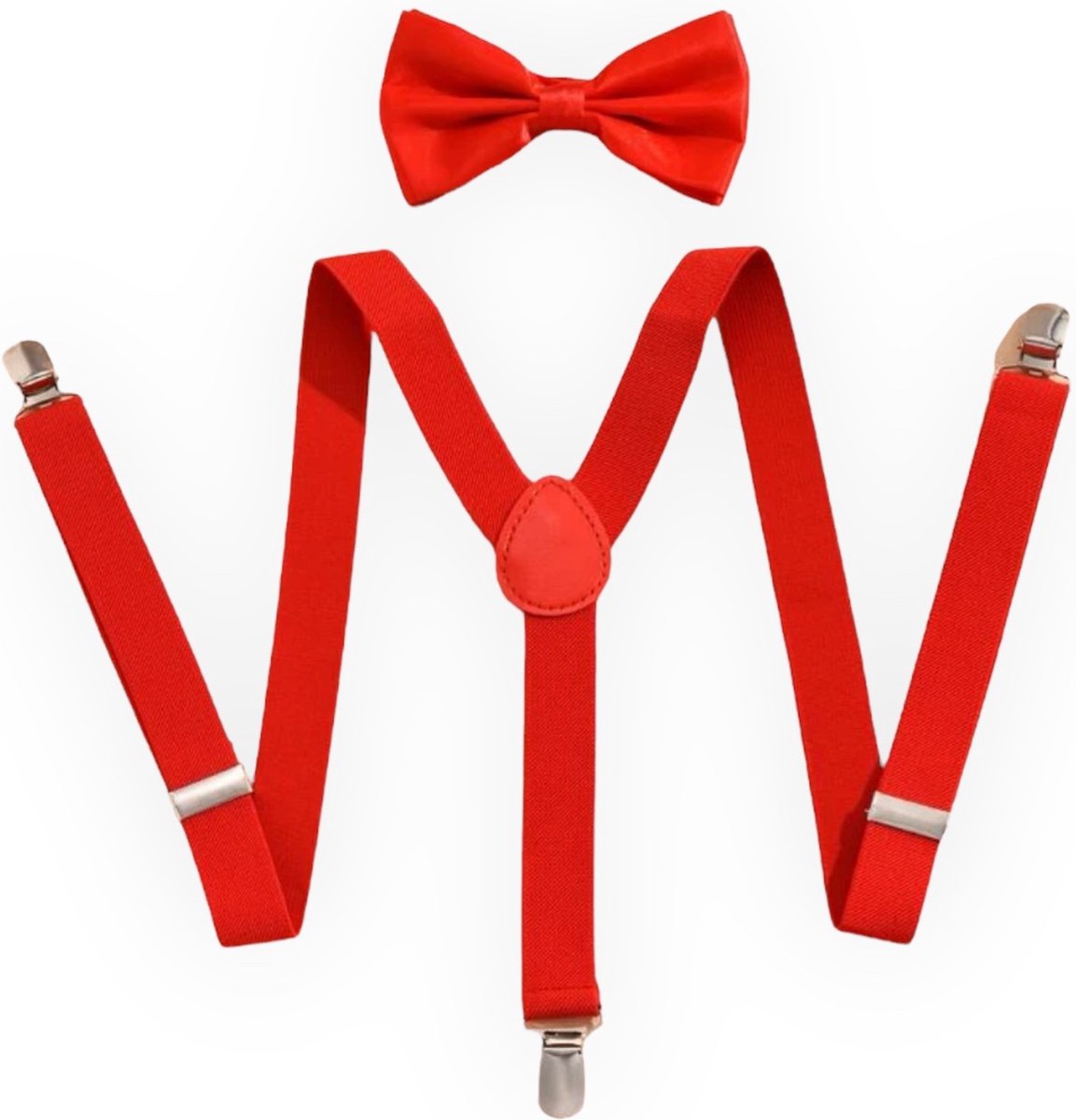 Elegante Rode Bretels met Bijpassend Strikje - Perfecte Set voor Elke Gelegenheid