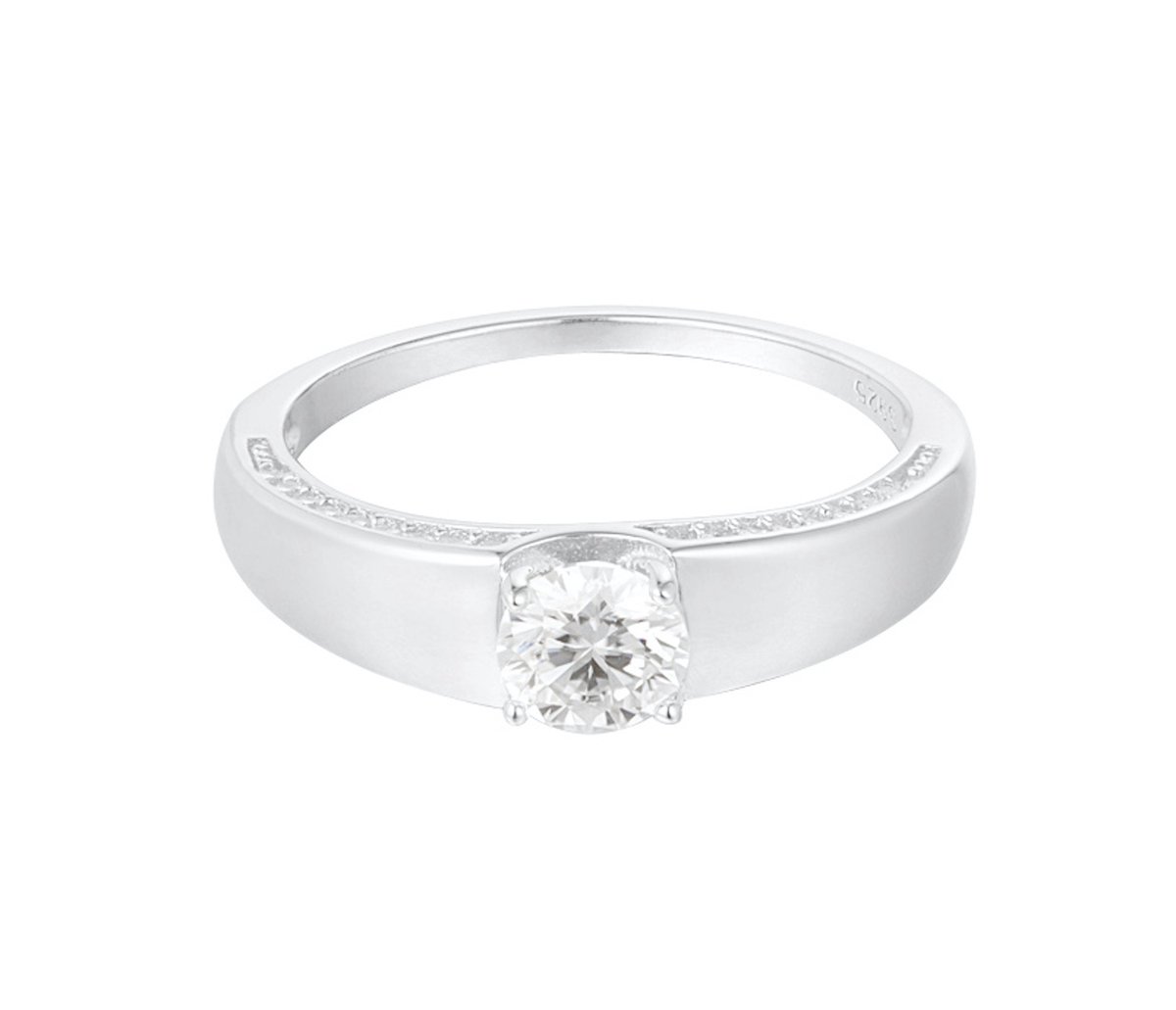 Ring - Maat 17 - 925 Sterling zilver - Gold plated, 2.5 micron witgoud - Zirkonia, moissanite - Damesdingetjes