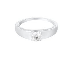Ring - Maat 17 - 925 Sterling zilver - Gold plated, 2.5 micron witgoud - Zirkonia, moissanite - Damesdingetjes