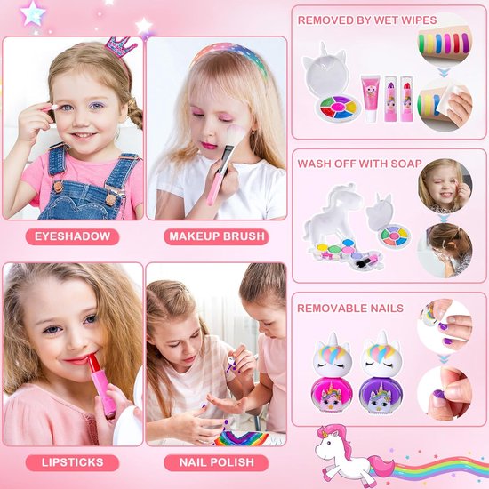 Ensembles de maquillage pour enfants pour filles, enfants lavables