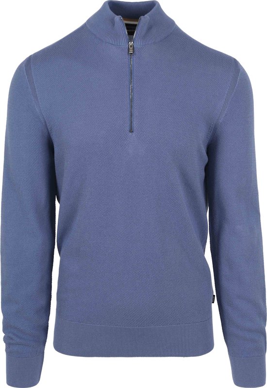 BOSS - Ebrando-P Half Zip Trui Blauw - Heren - Maat XXL - Regular-fit