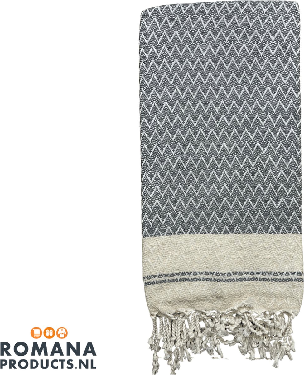Romana Products Waves Hamamdoek - Baddoek - Strandlaken - Saunalaken - 100cm x 180cm - Grijs