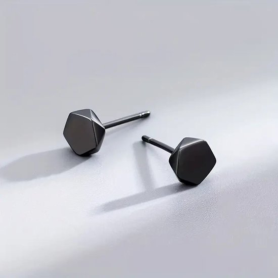 Boucles d'oreilles de style géométrique à clous noirs en acier inoxydable