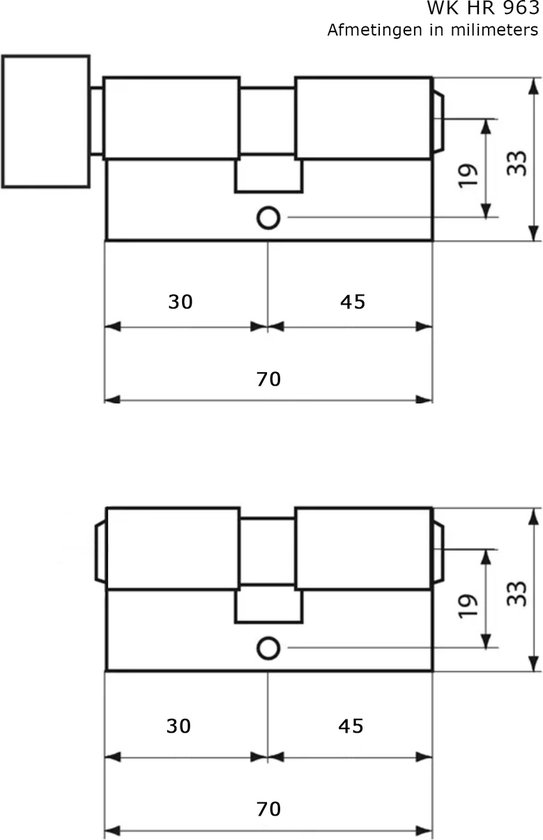 Locinox knopcilinder - 60 mm - Gelijksluitend | Handel B.V
