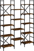 vidaXL - Boekenkast - 127,5x28,5x172,5 - cm - bewerkt - hout - gerookt - eikenkleur
