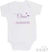 100% katoenen Romper "Mijn oma is de allerliefste" Meisjes Katoen Wit/lila Maat 62/68