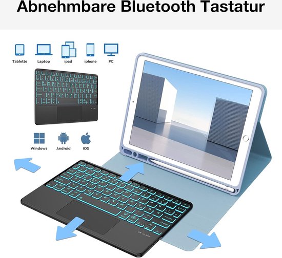 Mobiq iPad 10.9 inch 2022 Toetsenbord Case Zwart