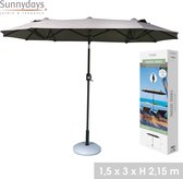 Sunnydays - Parasol double pour beaucoup d'ombre - 300x150cm - Hauteur 217cm - Anthracite