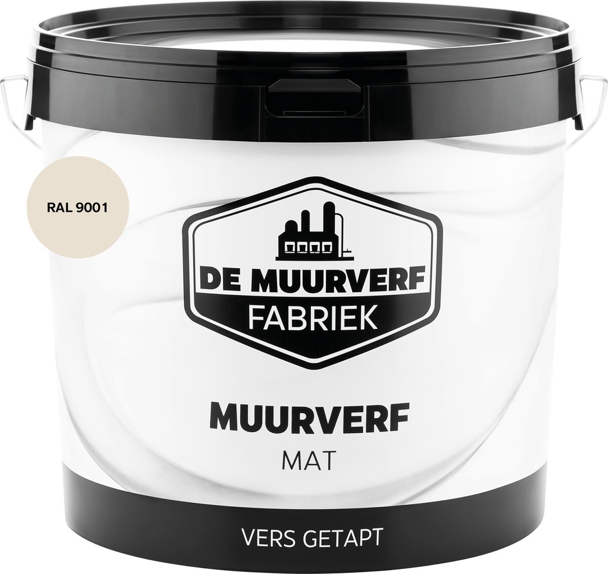 De Muurverffabriek - Muurverf - RAL 9001 - 10 liter - wit - mat - muurverf voor binnen - spat nauwelijks - dekt zeer goed - voor muren en plafonds - droogt snel - geuram - gecertificeerd - streeploos eindresultaat