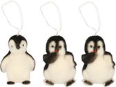 3x Kersthangers figuurtjes pinguins 9 cm - Pinguin/vogel thema kerstboomhangers