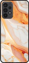 Smartphonica Telefoonhoesje voor Samsung Galaxy A23 5G met marmer opdruk - TPU backcover case marble design - Oranje / Back Cover geschikt voor Samsung Galaxy A23 5G