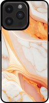 Smartphonica Telefoonhoesje voor iPhone 14 Pro Max met marmer opdruk - TPU backcover case marble design - Oranje / Back Cover geschikt voor Apple iPhone 14 Pro Max
