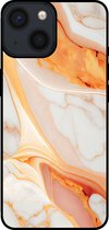 Smartphonica Telefoonhoesje voor iPhone 13 Mini met marmer opdruk - TPU backcover case marble design - Oranje / Back Cover geschikt voor Apple iPhone 13 Mini