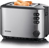 Automatische Broodrooster - 2 Roosterkamers & 6 Bruiningsniveaus - Toaster Zwart - 850W - met Lade om Kruimels Op te Vangen - met Broodrek
