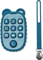 RubyC Bijtspeeltje Telefoon met Koord Blauw Bijtring Pop It - Baby - Peuter - Kind - Cadeau - Sinterklaas - BPA vrij
