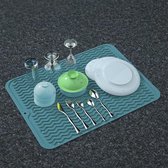 Siliconen afdruipmat voor servies, 40 x 30 cm, afdruipmat voor servies, BPA-vrij, servies, droogmat, hittebestendig, antislip, afdruipmat, met spons reinigingsborstel