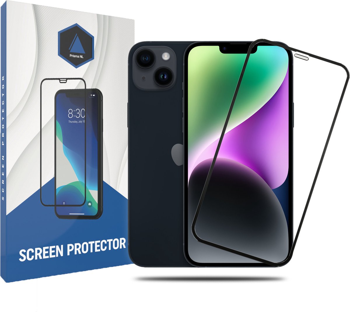 Prisma NL® iPhone Screenprotector voor iPhone 14 Plus & iPhone 13 Pro Max - Premium - Beschermglas - Gehard glas - 9H - Zwarte rand - Tempered Glass - Full cover