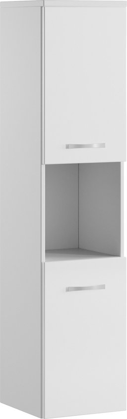 Badplaats Badkamerkast Montreal 30 X 30 X 131 Cm - Donker Grijs Met Hoogglans Wit