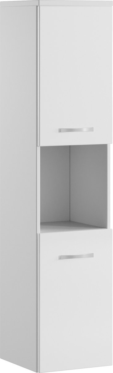 Badplaats Badkamerkast Montreal 30 x 30 x 131 cm - Wit Hoogglans - Hangende Kolomkast met 2 Deuren