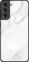 Smartphonica Telefoonhoesje voor Samsung Galaxy S22 met marmer opdruk - TPU backcover case marble design - Wit / Back Cover geschikt voor Samsung Galaxy S22