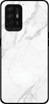 Smartphonica Telefoonhoesje voor OPPO A94 5G met marmer opdruk - TPU backcover case marble design - Wit / Back Cover geschikt voor Oppo A94 5G