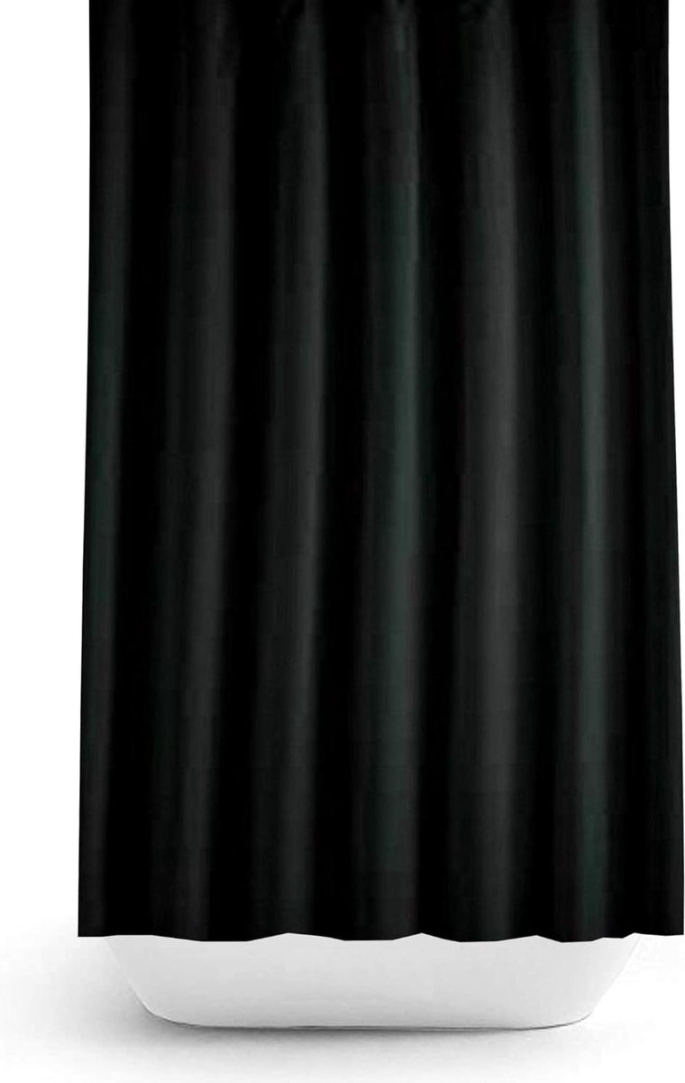 Casabueno - Douchegordijn Zwart- Effen - Anti Schimmel - Douchegordijn 120x200 cm - Shower Curtain - met Douche Gordijnringen - Zwart