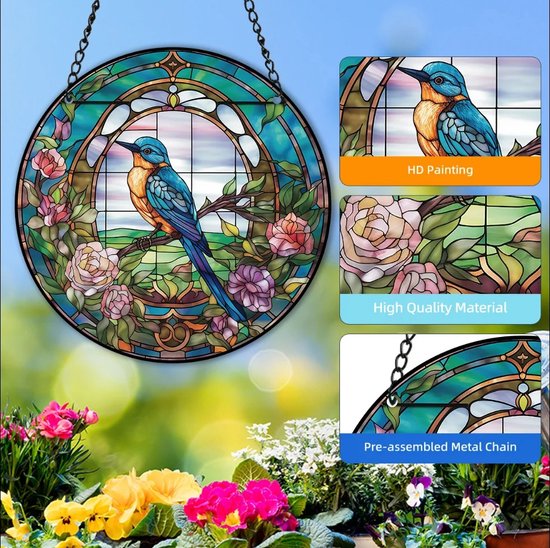 Sakurabloem Suncatcher. Gebrandschilderd glas Home Decor Paneel Hanger Tuinraam Wandkleden. Moeders cadeau. - België