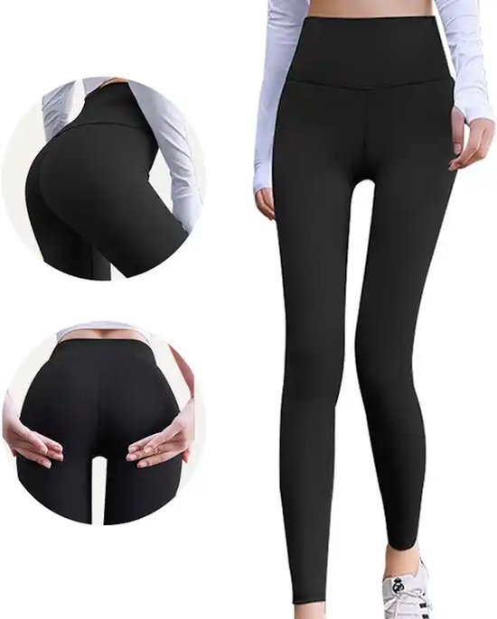 Wow Peach - Hoge Taille Elastisch Legging - Stretchy - Shaping - Comfort - Hip Lift - Yoga - Work Out - Gym - Sport - Zwart - XL van Merkloos — afbeelding 3