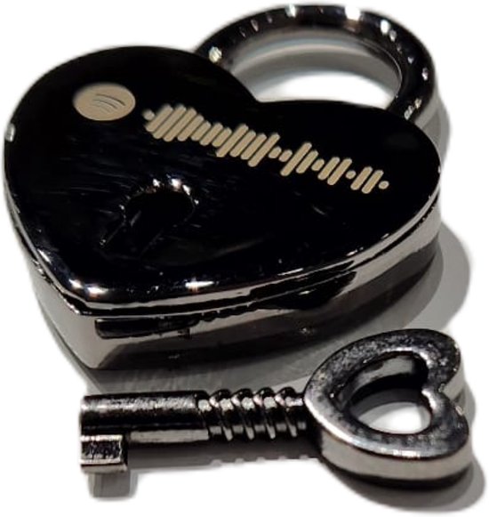 Porte-clés Spotify Lock personnalisé | Noir | Métal/acier inoxydable | Design de coeur d'amour | Cadeau musical Perfect pour les couples et les vacances !