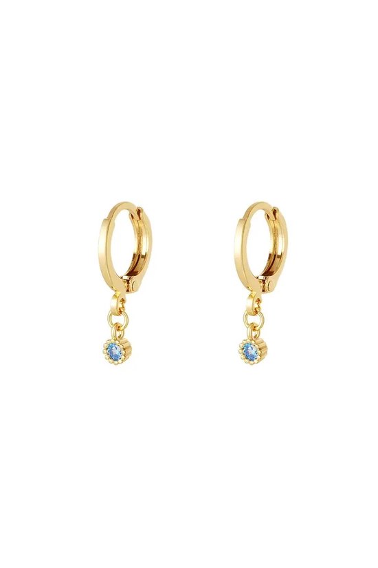 Oorbellen met zirkonen hanger - Sparkle Collectie Blauw & Gold Koper