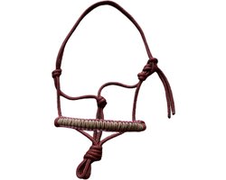 Touwhalster ‘zigzag’ Bordeaux-Beige maat Full | red, donker, paard, touwproducten, halster