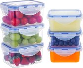 6-pack 500 ml / 180 ml plastic voedselopslagcontainers set met deksel, rechthoekige opbergdoos keuken, maaltijdbereidingsdozen, diepvriescontainers klein, snackdoos, luchtdichte sauscontainers