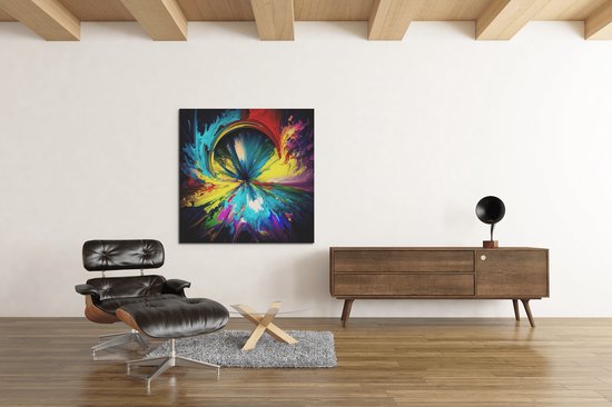 Canvas Schilderijen - Kleurrijke Abstract - Vierkant - 100x100x2 cm