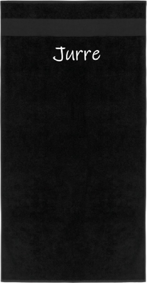 Badhanddoek - Zwart - met naam - persoonlijk - Badhanddoek met naam - kinderen - peuter - kleuter - baby en kind