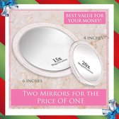 Vergrotingsspiegel x 20 en x 15 keer met zuignap voor badkamer – kleine ronde vergrotende spiegel voor make-up – 10 cm en 15 cm